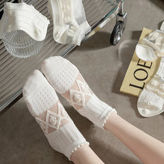 5 Pairs/Lot Summer Short Women White Socks Low Tube Cool Socks Set Cute Print Ankle Foot Cover Fashion New Kawaii Sock
