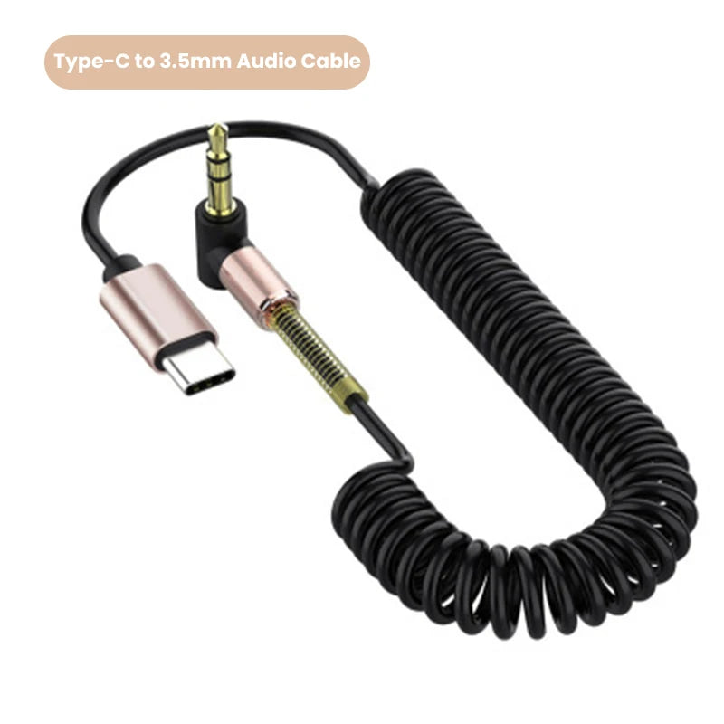 كابل صوت قابل للسحب من OLAF USB C إلى 3.5 مم لسيارة iPhone 15 كابل AUX بمقبس 3.5 مم إلى كابل مكبر صوت بمحول الكوع