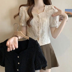 Spring Summer ort Sve Sweet Sle Pure Color Women's irt Slim Fit Chiffon Cardigan irt Fre Sle Small ence