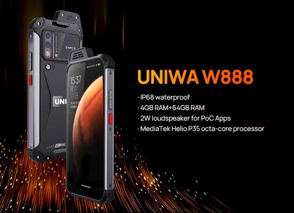 UNIWA W888 MT6765 Helio P35 Octa Core 4GB+64GB ATEX Explosion IP68 Smartphone Andriod11 6.3“ HD Screen  5000mAh NFC Mobile Phone