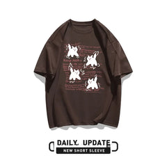 Cute Cartoon  ort Sve T-irt Women's Summer Casual Loose Fit plus Size American Sle Cotton Top Korean Version
