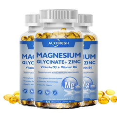Magnesium Glycinate 500mg Capsules High Absorption with Zinc,Vitamin D3 B6 Support Dietery Supplement Stress & Anxiety Relief