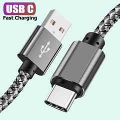 كابل شحن USB A إلى Type C 2A شاحن سريع كابل بيانات من النايلون 1 متر 2 متر 3 متر لأجهزة iPhone وAndroid وHuawei وSamsung TypeC