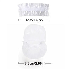 100PCS Disposable Waterproof Ear Covers for Hair Dye, Transparent Elastic Earmuffs Protective Plastic Wrap for Shower Salon