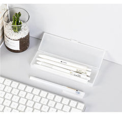 2023 Pencil Cases Pens Storage School Office Simple Matte Transparent Plastic Box Frosted White Stationery Supplies