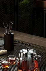 Heat Resistant Glass Teapot with Stainless Steel Tea Strainer Infuser Flower Kettle Kung Fu Teaware Set Puer Oolong Pot