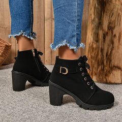 2024Women High Heel Ankle Boots Autumn Winter Booties Woman Fashion New Lady Shoes Brown Black Short Boot Female Botas De Mujer