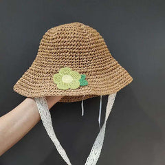 Fashion Lace Baby Hat Summer Straw Bow Baby Girl Cap Beach Children Panama Hat Princess Baby Hats and Caps for Kids 1PC