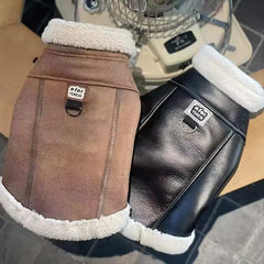 Pet Dog Jacket Autumn/Winter Thick Velvet Leather Sleeveless Vest Jacket Tank Top Integrated Coat Puppy Clothes for Small Dogs