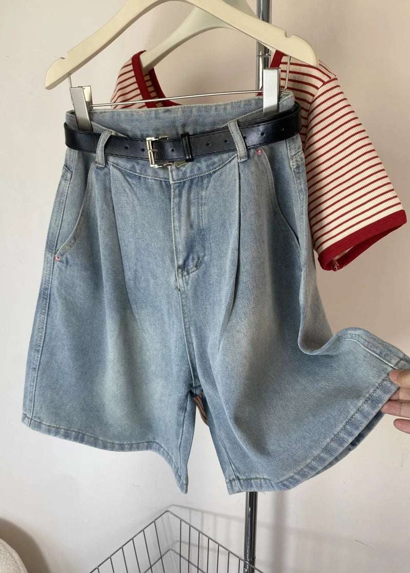 High Waist Wide Leg Jeans orts Women Loose Fit Straight Cut Five Lengths Summer New Sle Korean Version Slimming Effect