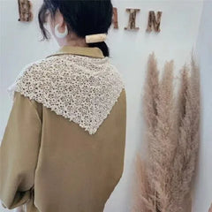 Women Shrugs Lace Hollow Out Female Summer Casual All-match Shawls Simple Scarf-collar Sleeveless Knitted Tops Korean Style Chic