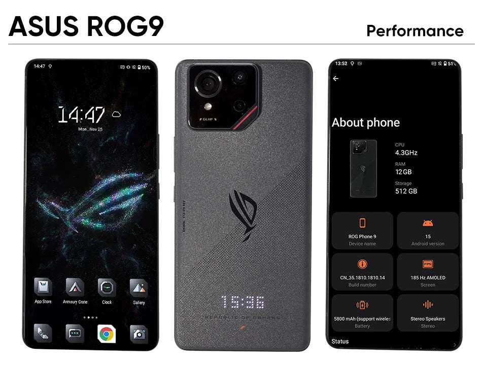 World Premiere ASUS ROG Phone 9 Pro Smartphone Snapdragon 8 Elite 6.78‘’ 185Hz AMOLED Display  5800mAh NFC Mobile Phone