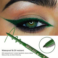 Green Eyeliner Gel Pencil Colorful Waterproof Resistant Matte EyeLiner Pen and Colored Long-Lasting Lying Silkworm Eye Liner