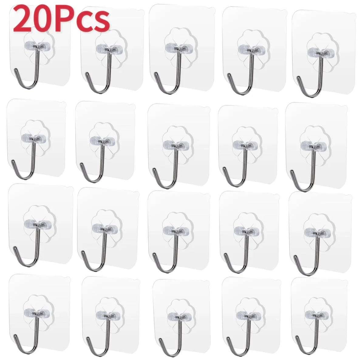 Self Adhesive Hooks Heavy Duty Wall Hooks Transparent Multi-Purpose Rack Door Key Towel Wall Hook For Bathroom Kitchen Organizer