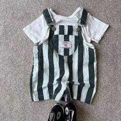 HY2621 Korean Style Infant Toddler Clothing Boys Girls Summer Fashion Washed Overalls Short Pants Korean Version Casual Trousers
