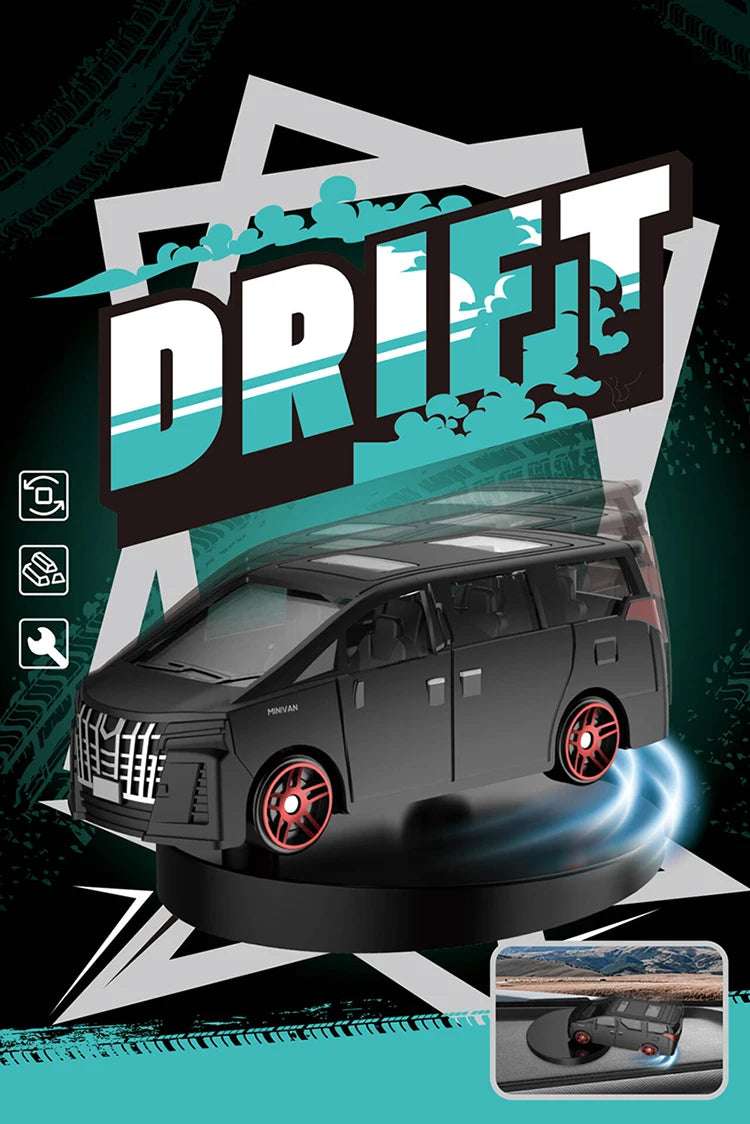 Drifting MPV Van Car Model Dashboard Ornaments Cool Fun Swing Moving Turning Interior Accessories Commercial Vehicle Decor Items