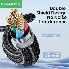 كابل صوت Aux من Rocoren مقاس 3.5 مم إلى 2RCA، محول مقسم من مقبس 3.5 مم إلى 2 RCA ذكر لصندوق التلفزيون ومكبر الصوت والفيديو وكابل سلك مكبر الصوت