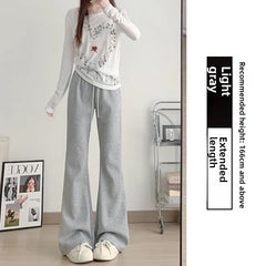 ay High Waist Bell Bot Pants Women's Summer 2025 New Casual Sports Sweatpants Small Size Slimming  Hoof Pants