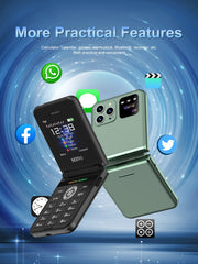 Original SERVO Flip 6 Mobile Phone 4SIM Card Standby GSM Network Magic Voice Call Recording Torch Fold Cellphone Free Phone Case