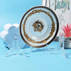 20x Portable Dish Display Stand Foldable Plastic Display Stand Photo Frame Stand Plate Saucer Pottery Display Home Storage Rack