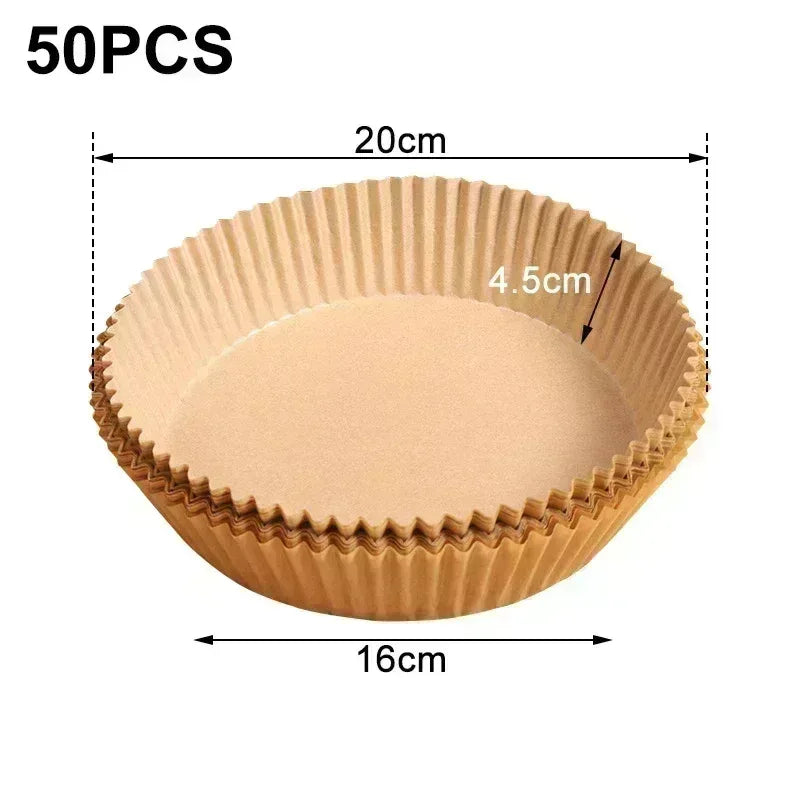 Round ridged parchment liner tray sheet, tan-brown disposable baking paper