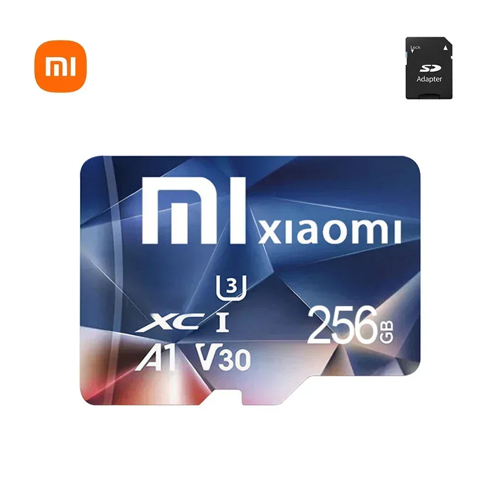 Xiaomi microSD card 256GB with blue label, A1 V30 XC I markings