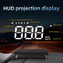 شاشة M3 HUD Obd2 للكمبيوتر الموجود على متن السيارة وشاشة عرض أمامية للزجاج الأمامي وشاشة عرض كبيرة للخط ونظام E-OBD ونظام تحديد المواقع العالمي (GPS) مناسب لجميع السيارات M1