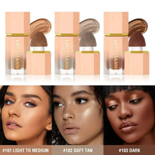 LANGMANNI liquid contour concealer with sponge applicator, three shades shown
