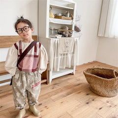7030-1 Children Pants autumn boys and girls loose leg pants children harem cotton printed pants girl's pants