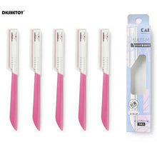 Pink eyebrow trimmer shaver blades, 5-pack with handles