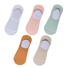 5Pairs Women Invisible Boat Mesh Socks Summer Silicone Non-slip Breathable Comfortable Mesh Sock Low Cut Female Ultra-thin Sox