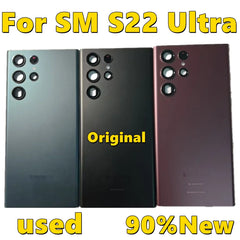 Original Used S22 Ultra Back Glass Cover For Samsung S22U 5G , SM-S908 Glass Battery Cover Door Back Housing Rear Case 90%New