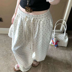 Korean Sle Polka Dot Straight Leg Casual Pants Women's High Waist Loose Slimming Summer Wide Leg Home Pants