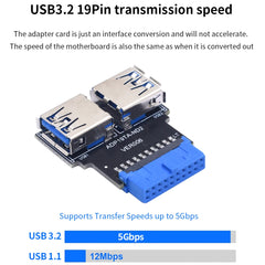 TISHRIC 19Pin To Type-C USB3.0 Converter Internal Header to USB 3.1/3.2 Type C Adapter  for PC Motherboard Connector Riser