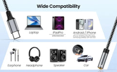 كابل USB C إلى 3.5 مم صوت AUX محول سماعة رأس من النوع C إلى مقبس 3.5 مم لجهاز Macbook Air Huawei Xiaomi Samsung Galaxy S24 S23 S22
