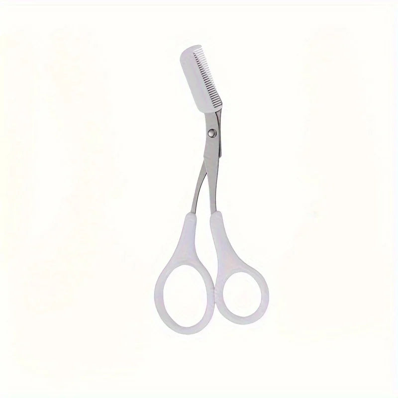 1pc Comb Eyebrow Scissors Professional Precision Eyebrow Trimming Scissors Hair Removal Beauty Tools。