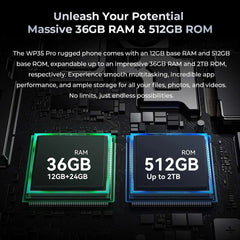 Oukitel WP35 PRO Rugged Smartphone 5G 11000mAh 36GB+512GB, 6.6" 2.4K Display Andiron 14, 64 MP, NFC Cell Phone