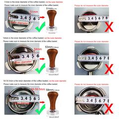 51mm 53mm 58mm Espresso Tamper Coffee Barista Flat Base Coffee Tampers With Wood Handle