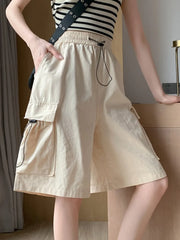 Sweet Cool Sle Women's Workwear orts Summer Thin American Qui Dry Casual Wide Leg Five-Quarter Loose Straight Cut Pants