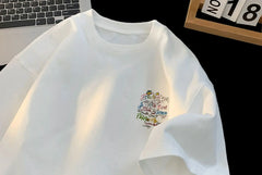 ex Pure Cotton ort Sve T-irt fiti Letter Print Casual Faionable UV Protection Coating Tag Removed Clothing