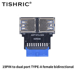 TISHRIC 19Pin To Type-C USB3.0 Converter Internal Header to USB 3.1/3.2 Type C Adapter  for PC Motherboard Connector Riser
