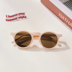 2023 New Kids Cute Checker Panel Color Round UV400 Sunglasses Baby Girls Outdoor Sun Protection Sunglasses Children Sun Glasses