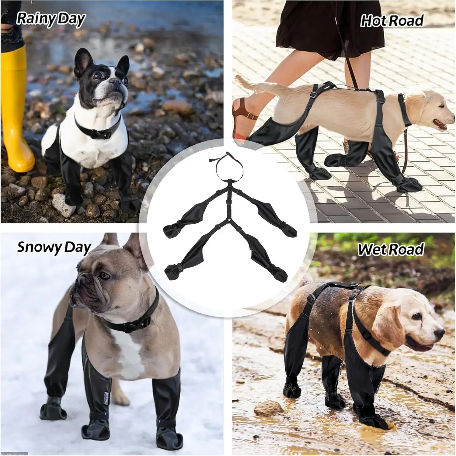 1set Pet Rain Shoes Dog Rain Boots Waterproof Dog Boots Small Puppy Medium Large Dogs Pet Booties Anti-Slip Dog Shoes Rain Snow - Mumzar