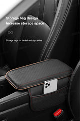 BLALION Leather Car Armrest Box Pad Memory Foam Center Console Arm Rest Protector Cover with Storage Pocket Elbow Rest Cushion