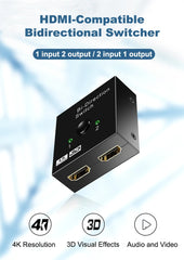 HDMI-compatible Switch Bi-Direction 2.0 Splitter 1x2/2x1 Adapter 2 in 1 out Converter for PS4 Pro/4/3 TV Box 4K Switcher