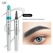 QIC 4# black liquid eyebrow tattoo pencil with teal tip and filled brow sample