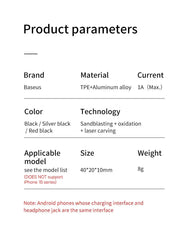 Baseus L41 Type-C to 3.5mm Jack Audio Cable Earphone Splitter Adapter for Xiaomi Huawei USB C Charger Aux Connectors Adapters