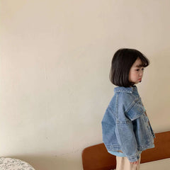 6704-1 Children's Denim Jacket Spring and Autumn Korean Girl's Denim Jacket Casual Loose Boy's Coat Cardigan.
