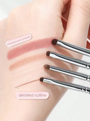 1 Set Of 4 Black Eye Detail Makeup Brushes Pony Hair Precision Eye Shadow Lying Silkworm Brightening Eyeliner Applicator Small