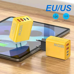 شاحن سريع 120 وات من النوع C Quick Charge 3.0 محول شاحن USB لأجهزة iPhone وSamsung وXiaomi PD USB شاحن سريع الشحن